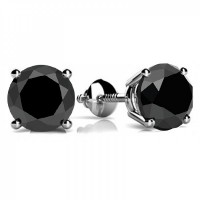 5.00 ct Round Cut Black Diamond Studs Earrings 14kt White Gold 5.00 ct Round Cut Black Diamond Studs Earrings 14kt White Gold